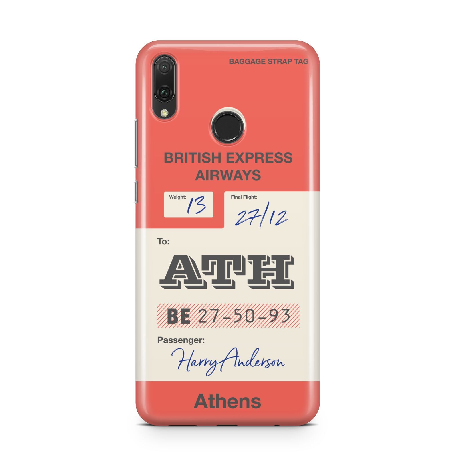 Red Vintage Baggage Tag Huawei Y9 2019