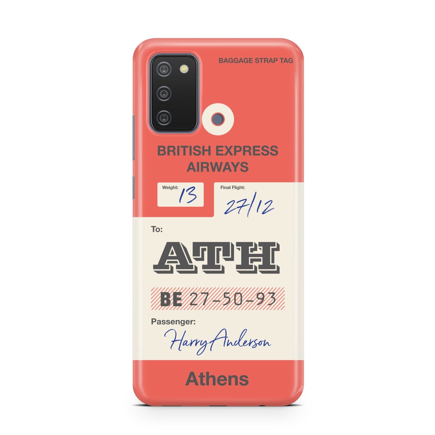 Red Vintage Baggage Tag Samsung A02s Case