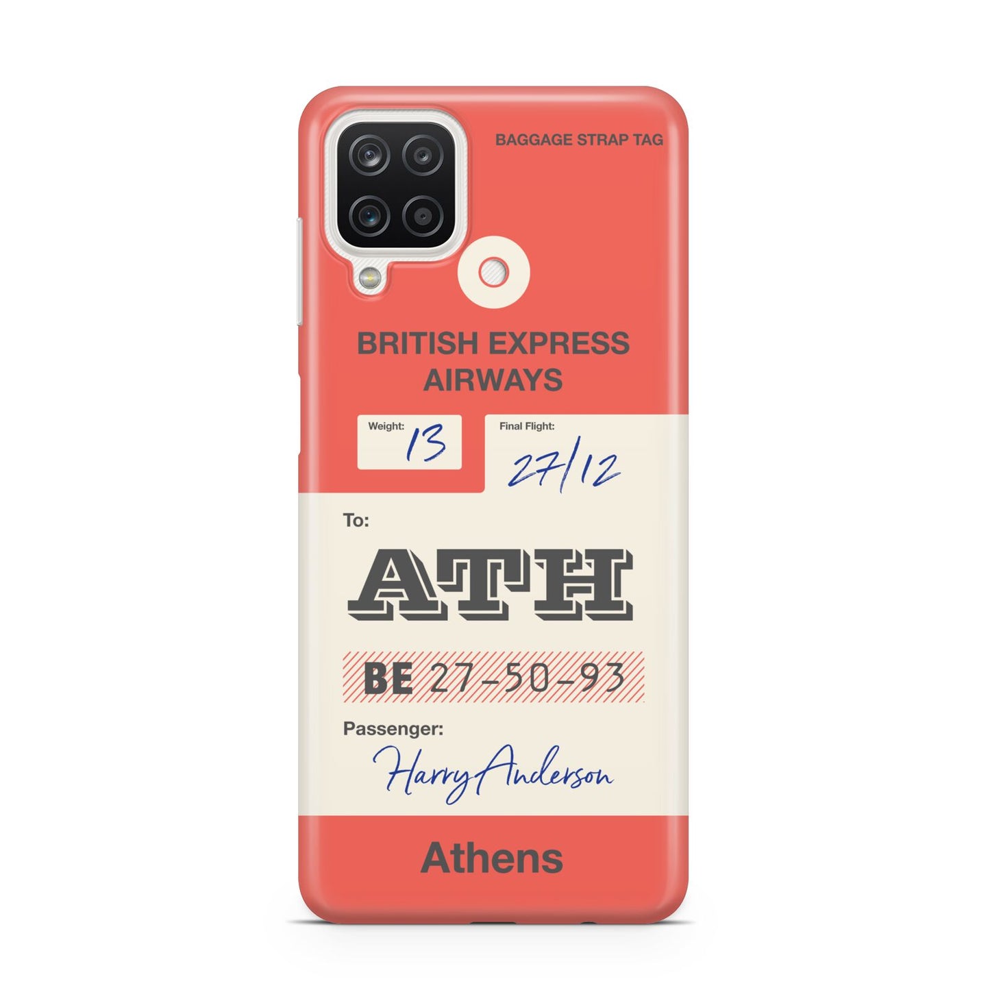 Red Vintage Baggage Tag Samsung A12 Case