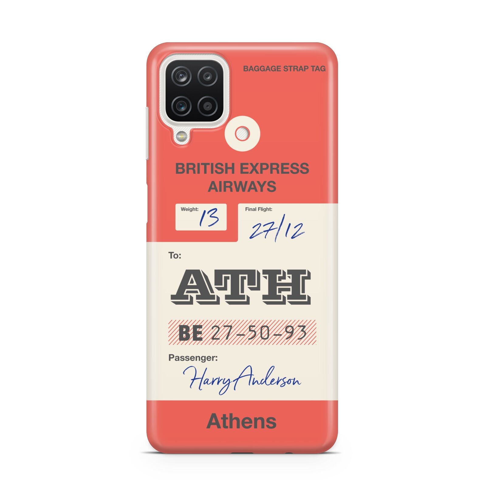 Red Vintage Baggage Tag Samsung A12 Case