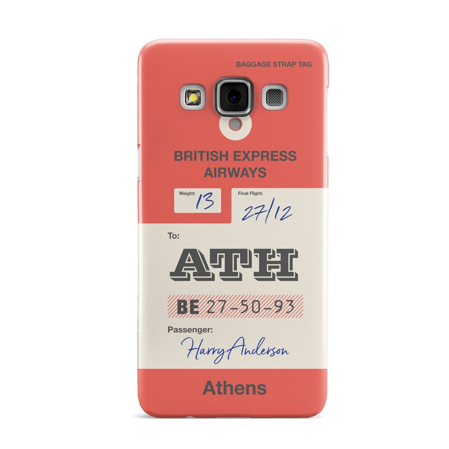 Red Vintage Baggage Tag Samsung Galaxy A3 Case
