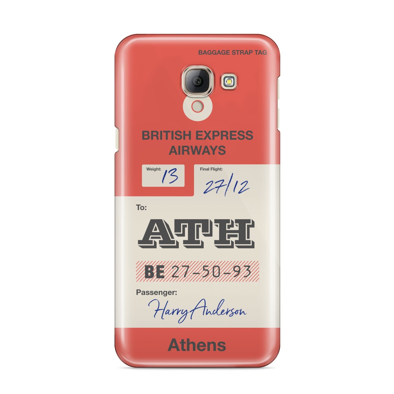 Red Vintage Baggage Tag Samsung Galaxy A8 2016 Case