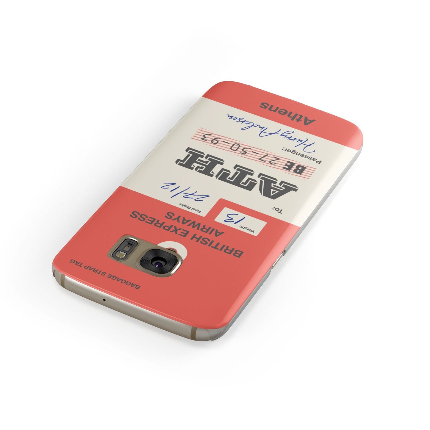 Red Vintage Baggage Tag Samsung Galaxy Case Front Close Up