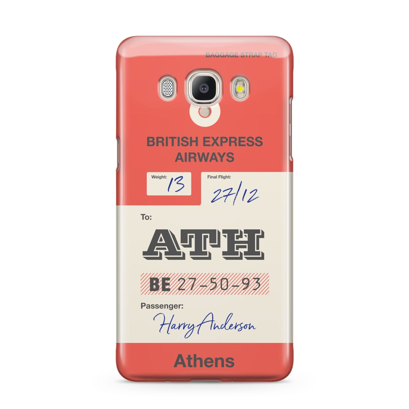 Red Vintage Baggage Tag Samsung Galaxy J5 2016 Case