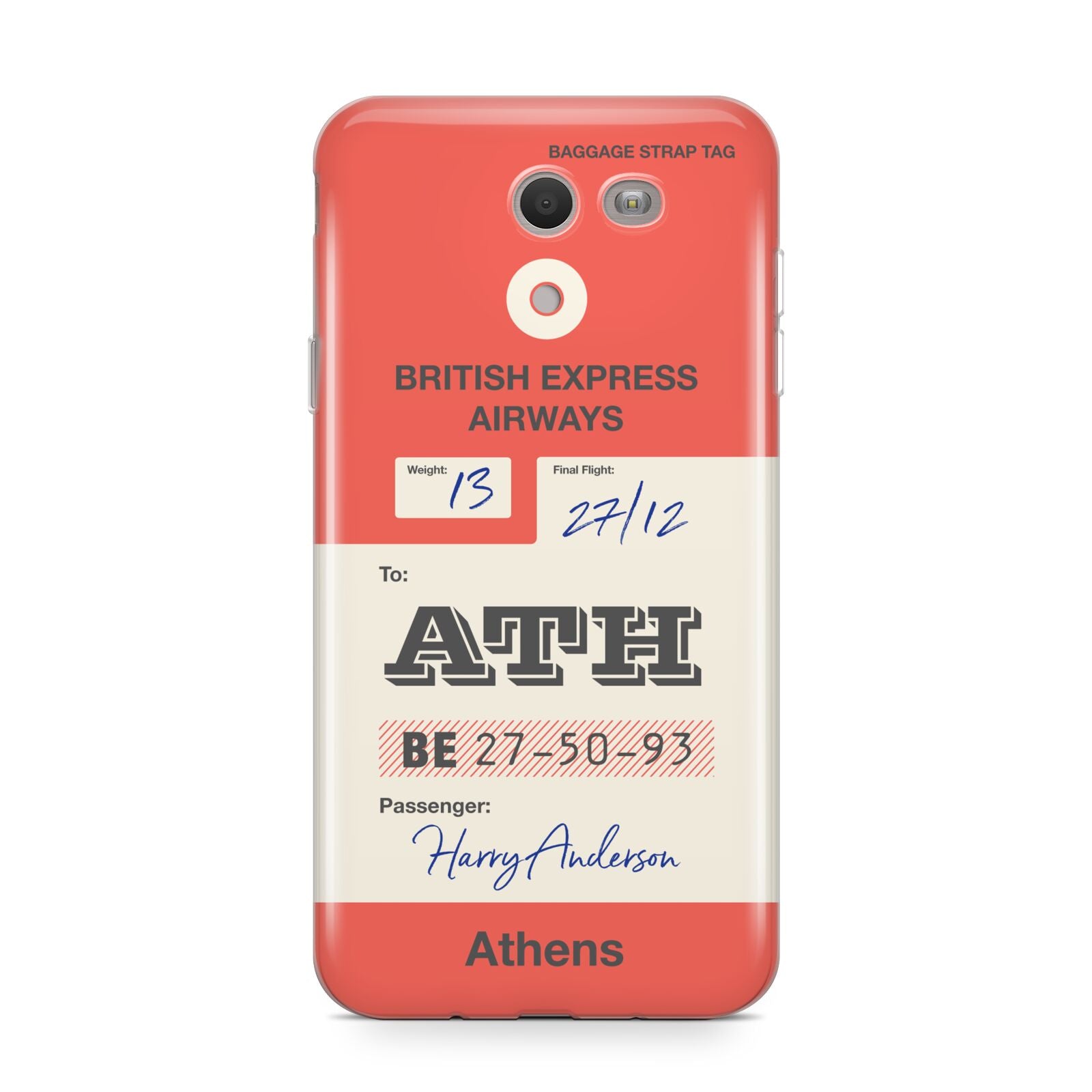 Red Vintage Baggage Tag Samsung Galaxy J7 2017 Case