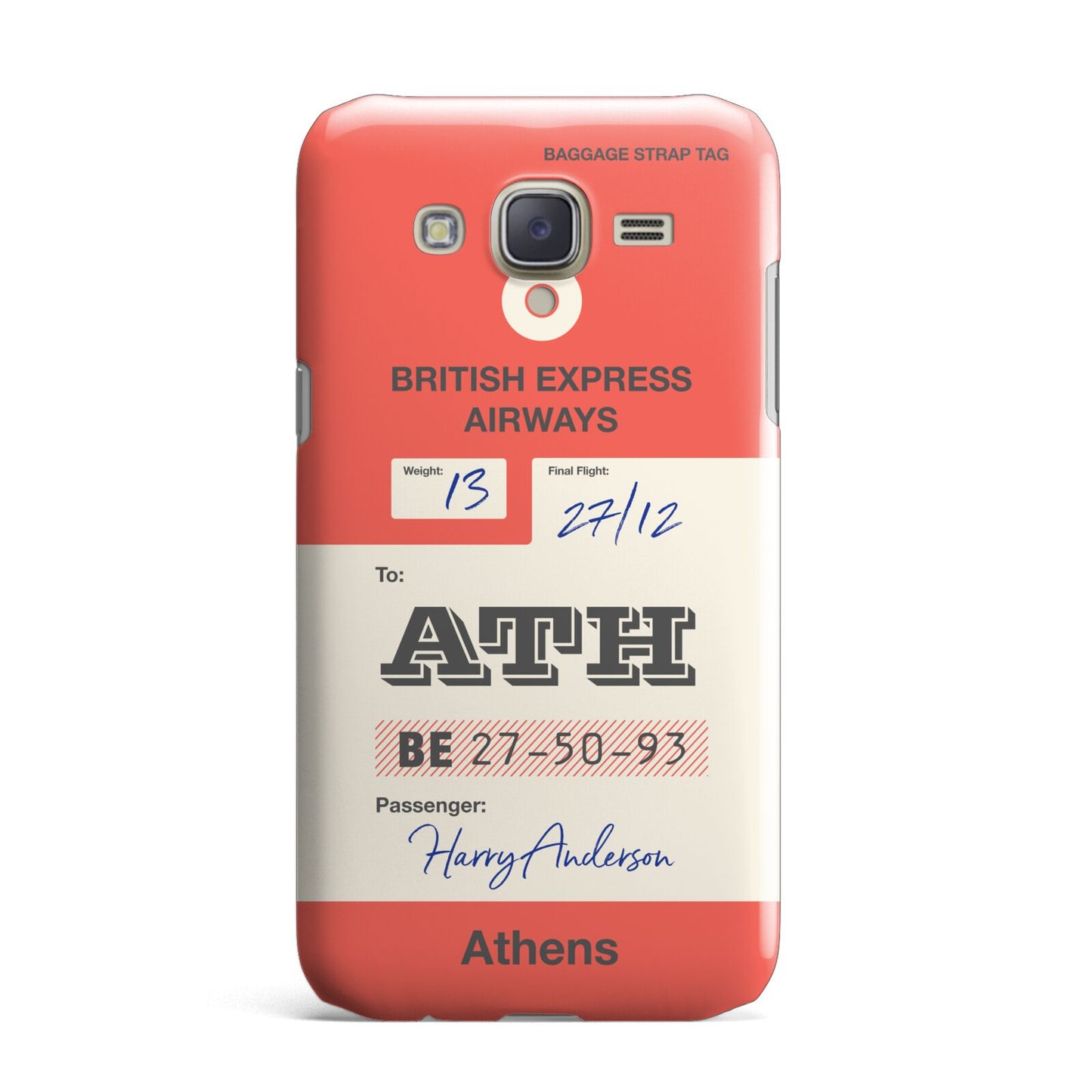 Red Vintage Baggage Tag Samsung Galaxy J7 Case