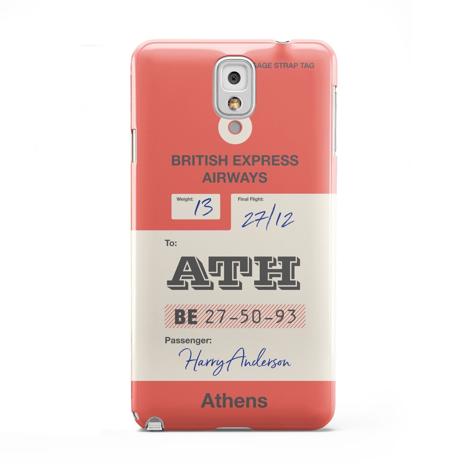 Red Vintage Baggage Tag Samsung Galaxy Note 3 Case