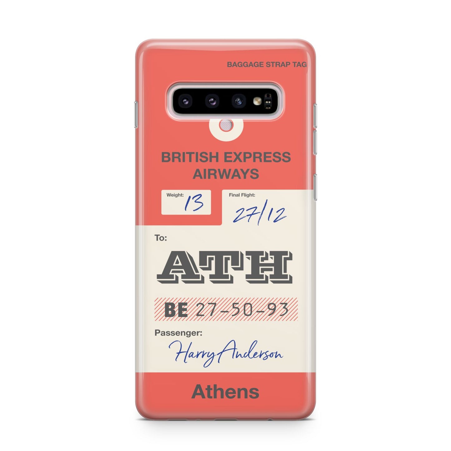 Red Vintage Baggage Tag Samsung Galaxy S10 Plus Case