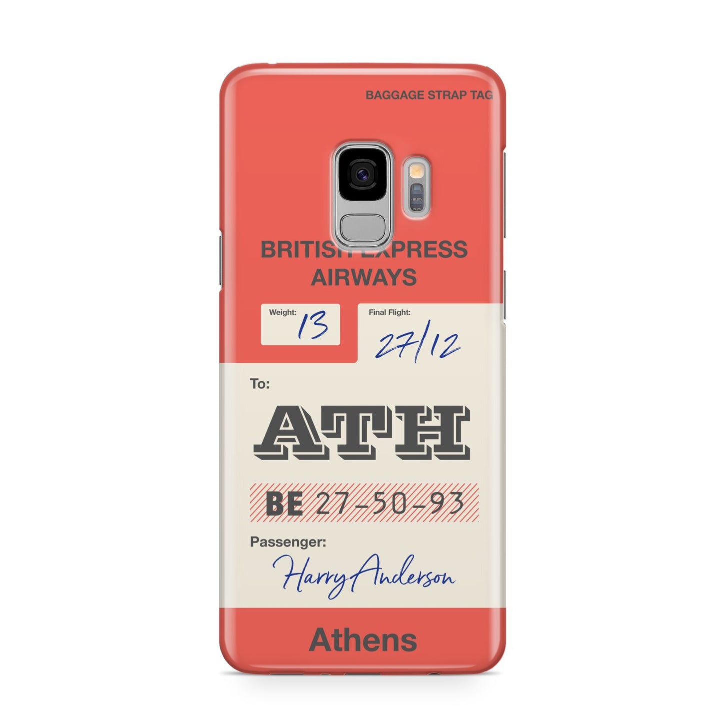 Red Vintage Baggage Tag Samsung Galaxy S9 Case