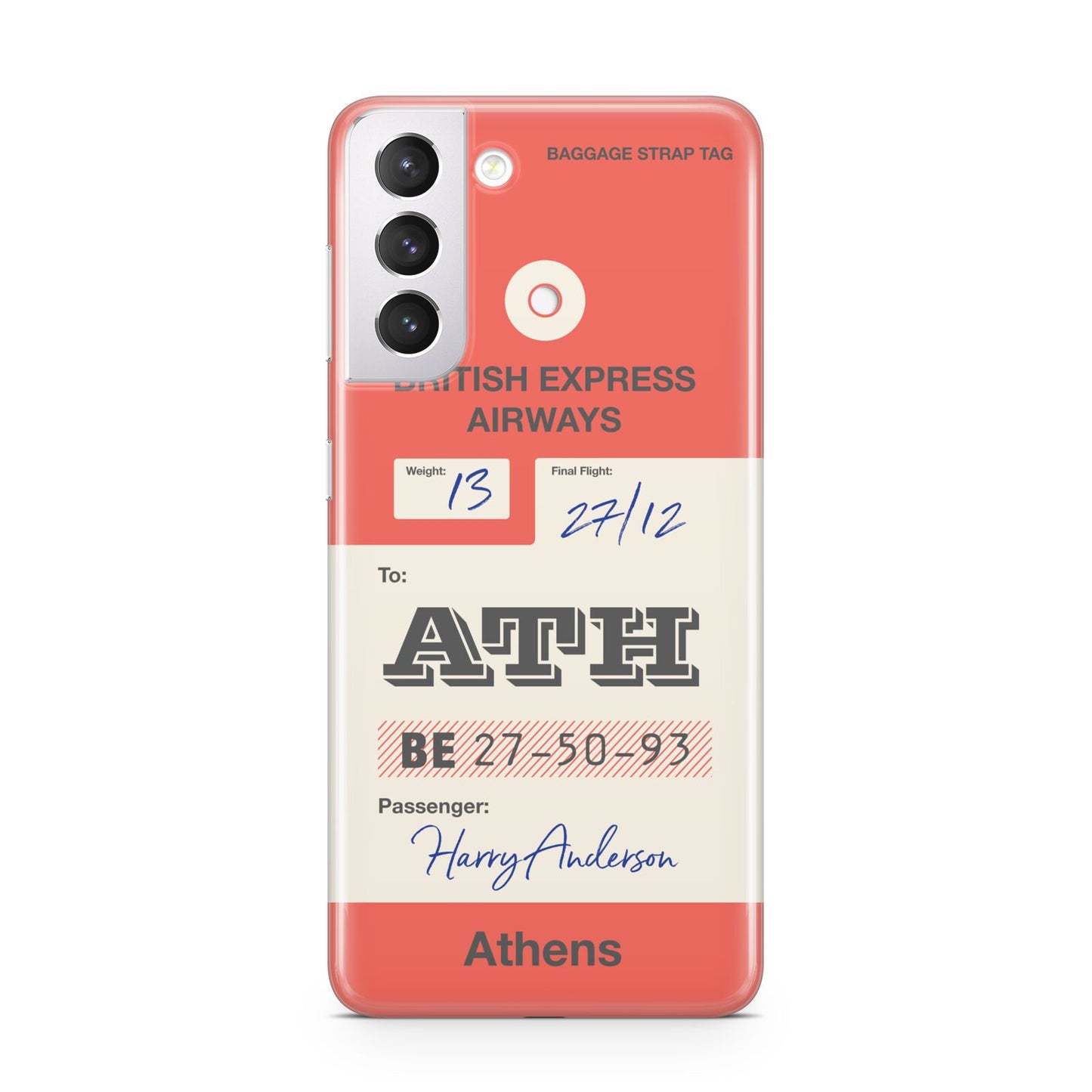 Red Vintage Baggage Tag Samsung S21 Case