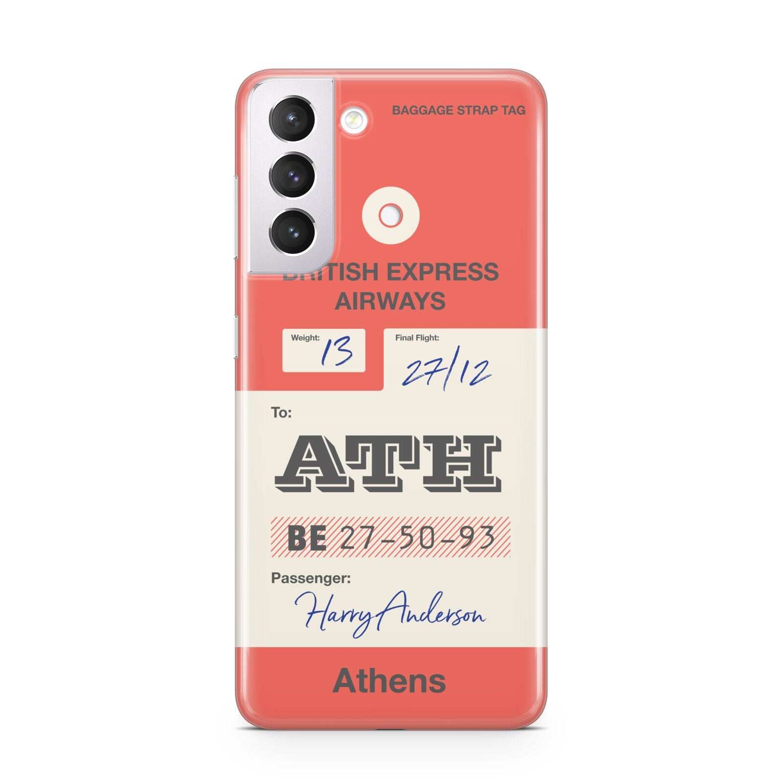 Red Vintage Baggage Tag Samsung S21 Case