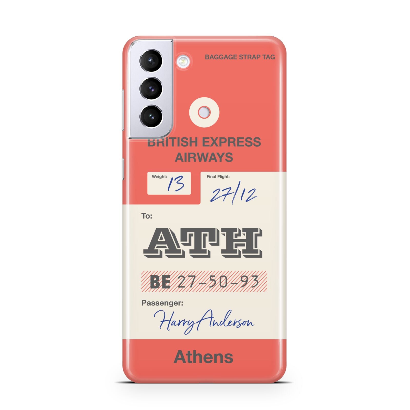 Red Vintage Baggage Tag Samsung S21 Plus Case