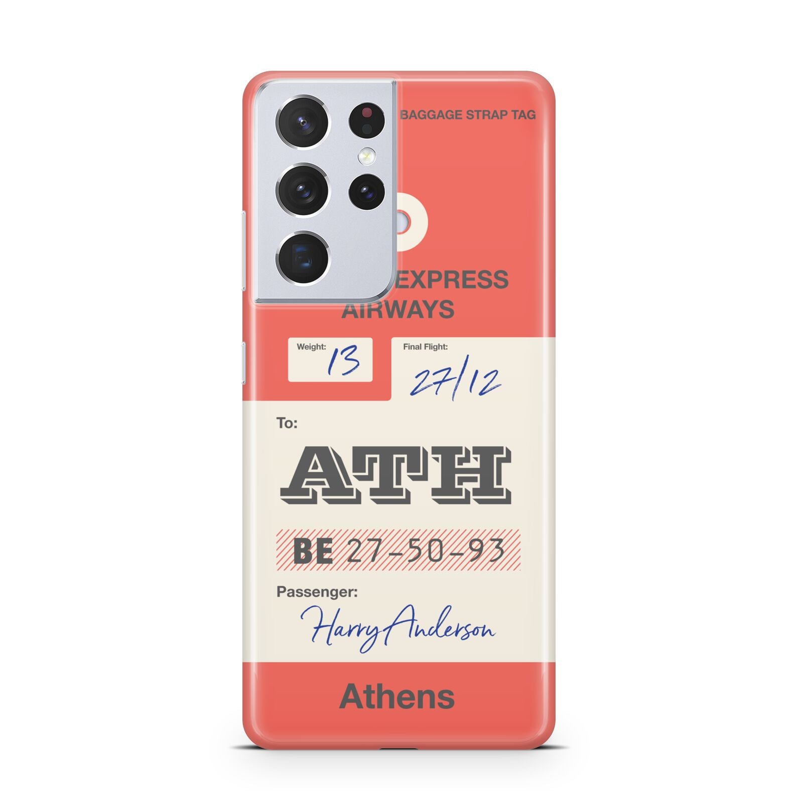 Red Vintage Baggage Tag Samsung S21 Ultra Case