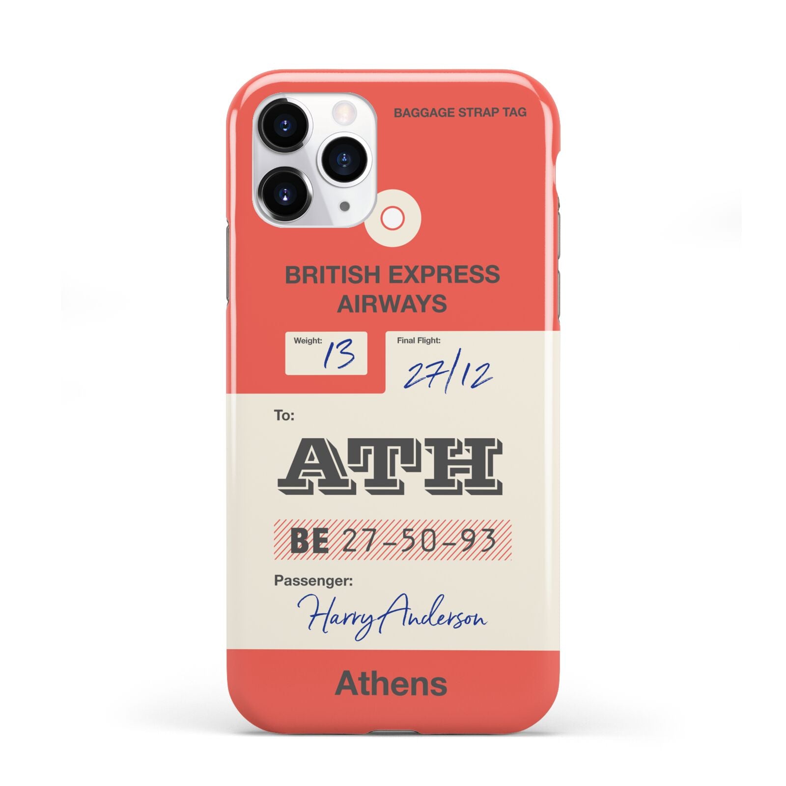 Red Vintage Baggage Tag iPhone 11 Pro 3D Tough Case