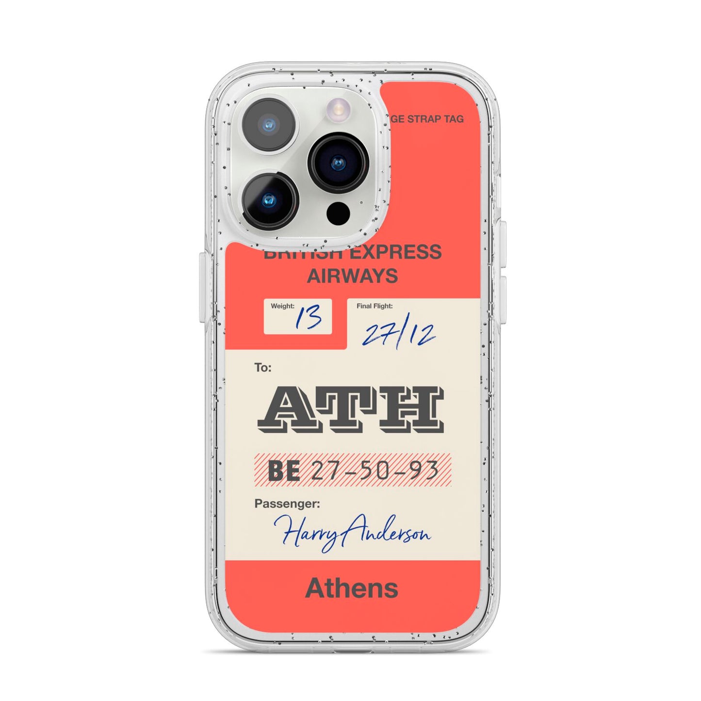 Red Vintage Baggage Tag iPhone 14 Pro Glitter Tough Case Silver