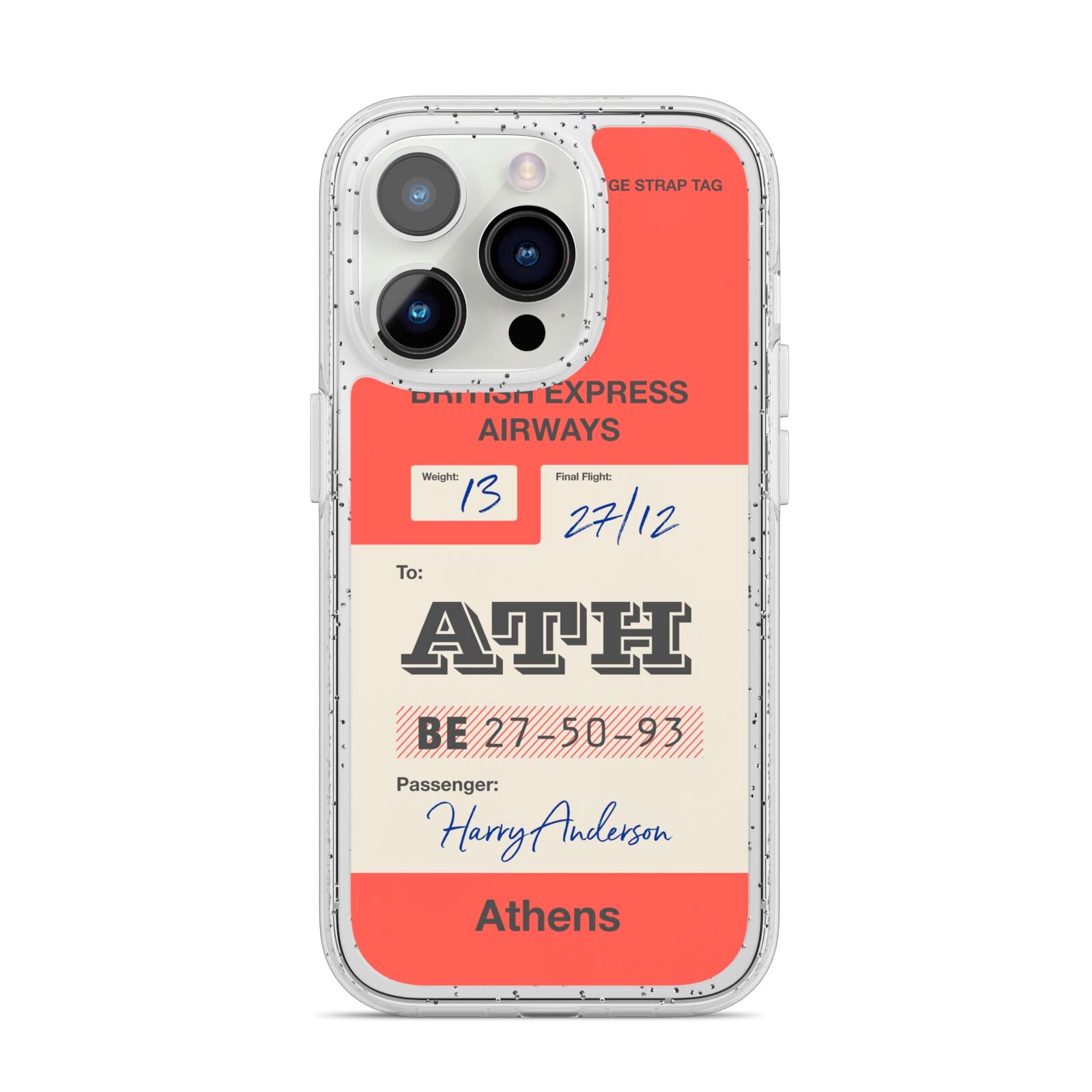 Red Vintage Baggage Tag iPhone 14 Pro Glitter Tough Case Silver