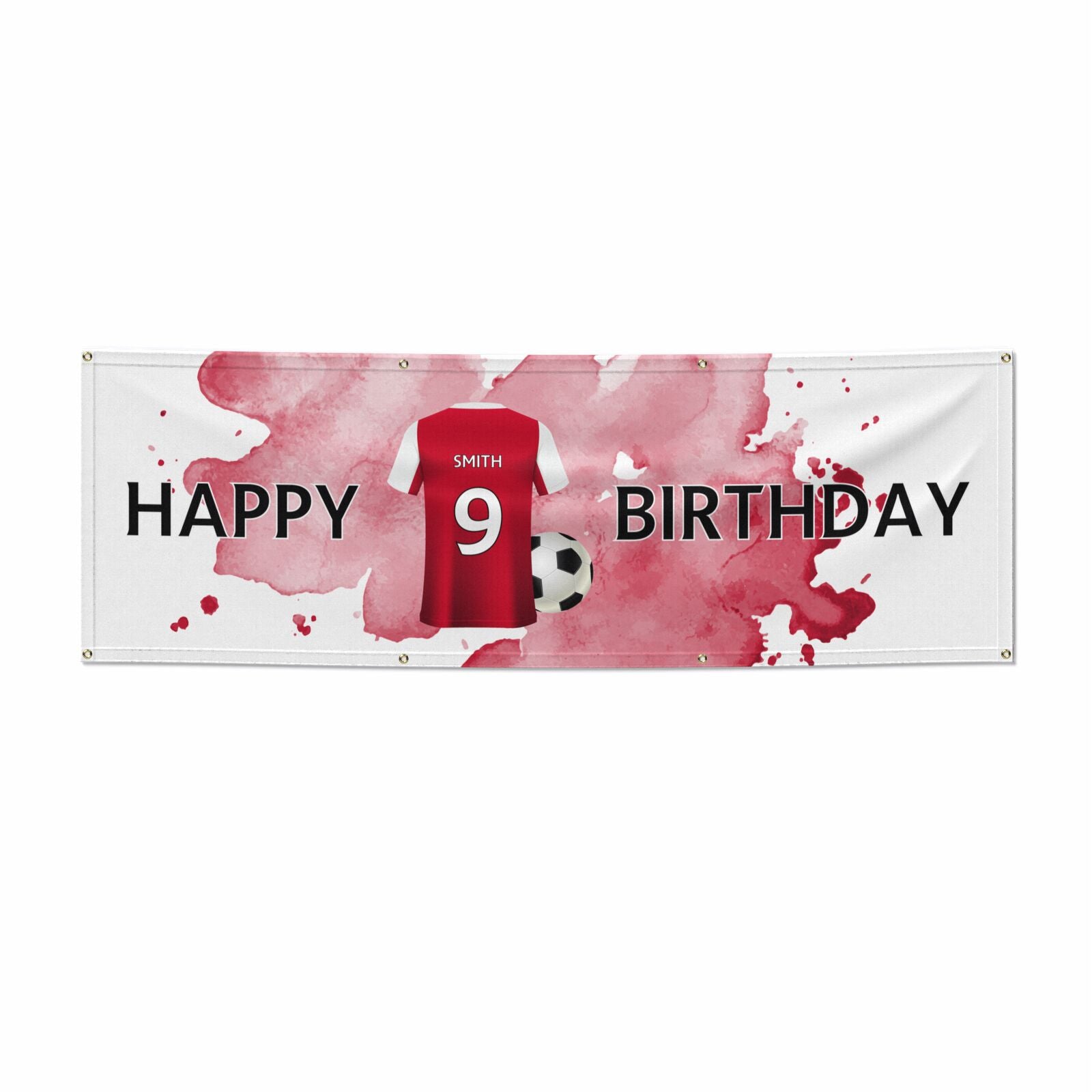 Red White Personalised Football Shirt 6x2 Vinly Banner with Grommets