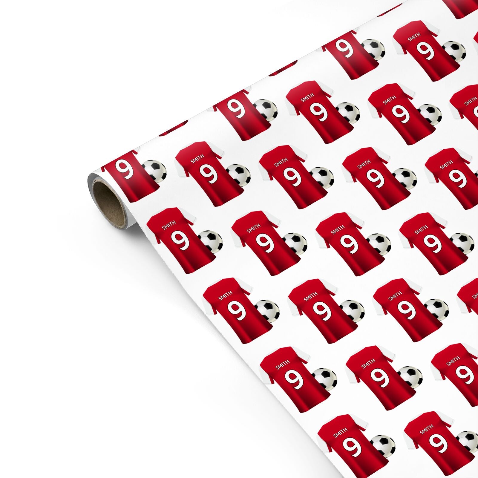 Red White Personalised Football Shirt Personalised Gift Wrap
