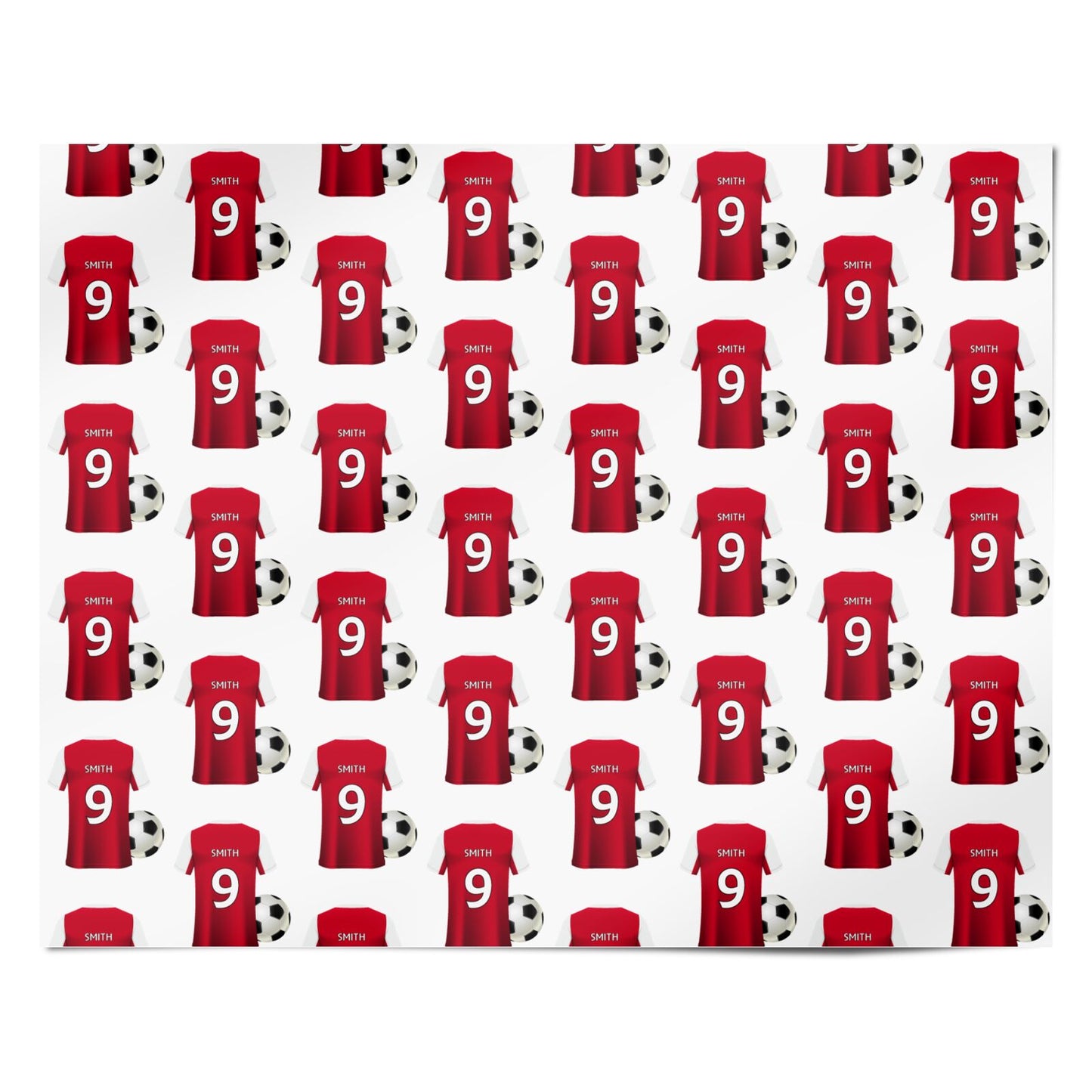 Red White Personalised Football Shirt Personalised Wrapping Paper Alternative