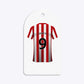 Red White Striped Personalised Football Shirt Arched Rectangle Gift Tag