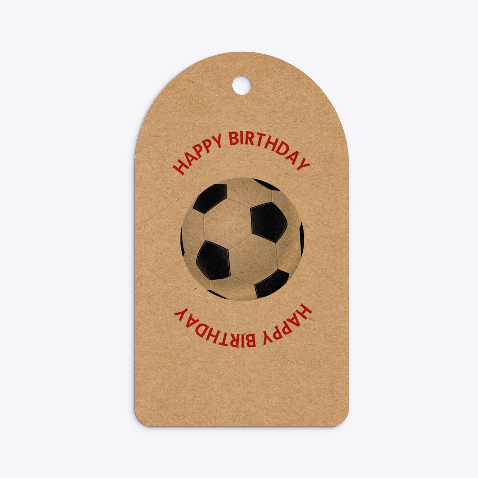 Red White Striped Personalised Football Shirt Arched Rectangle Kraft Gift Tag Back
