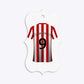Red White Striped Personalised Football Shirt Bracket Gift Tag