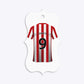 Red White Striped Personalised Football Shirt Bracket Glitter Gift Tag