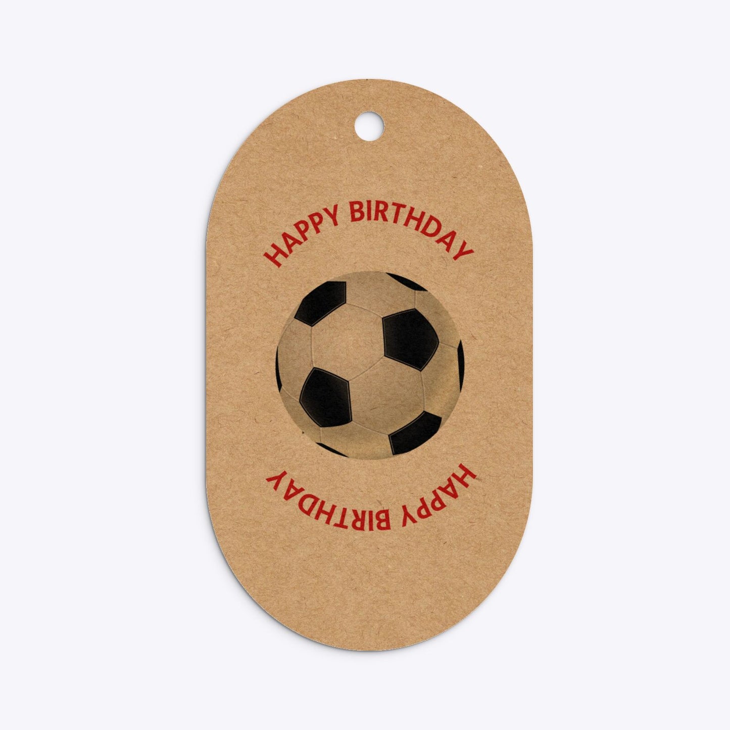 Red White Striped Personalised Football Shirt Flat Edge Kraft Oval Gift Tag Back