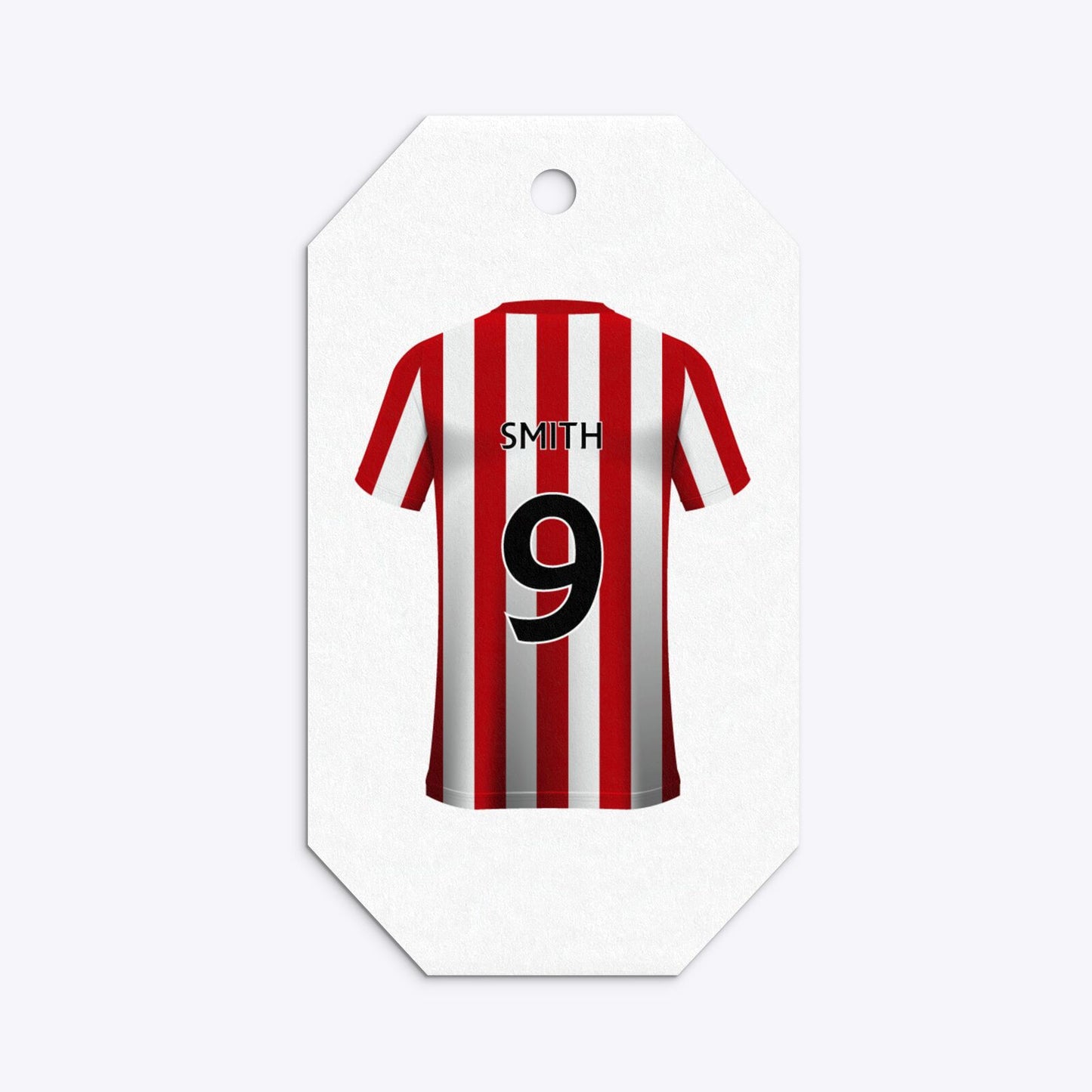 Red White Striped Personalised Football Shirt Gem Gift Tag