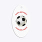 Red White Striped Personalised Football Shirt Oval Glitter Gift Tag Back