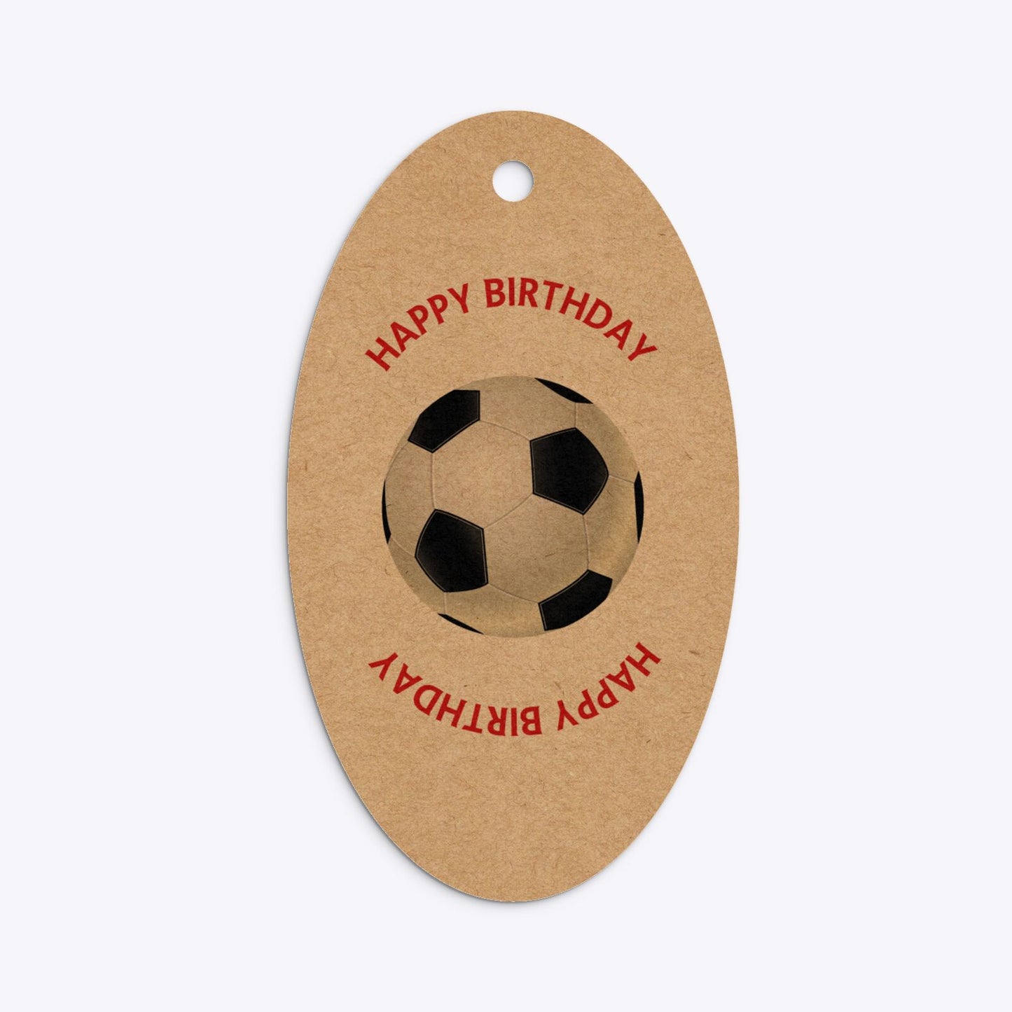 Red White Striped Personalised Football Shirt Oval Kraft Gift Tag Back