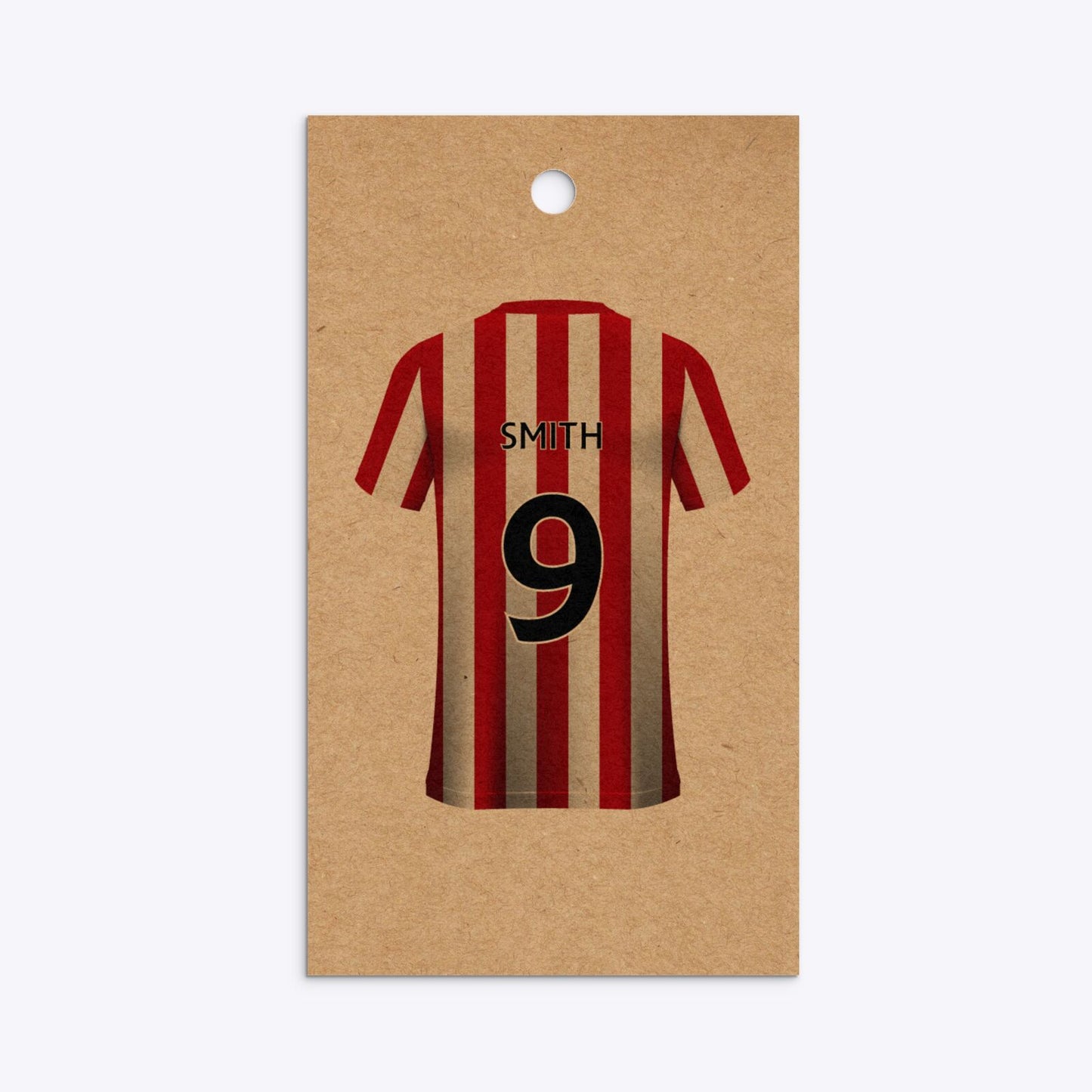 Red White Striped Personalised Football Shirt Rectangle Kraft Gift Tag