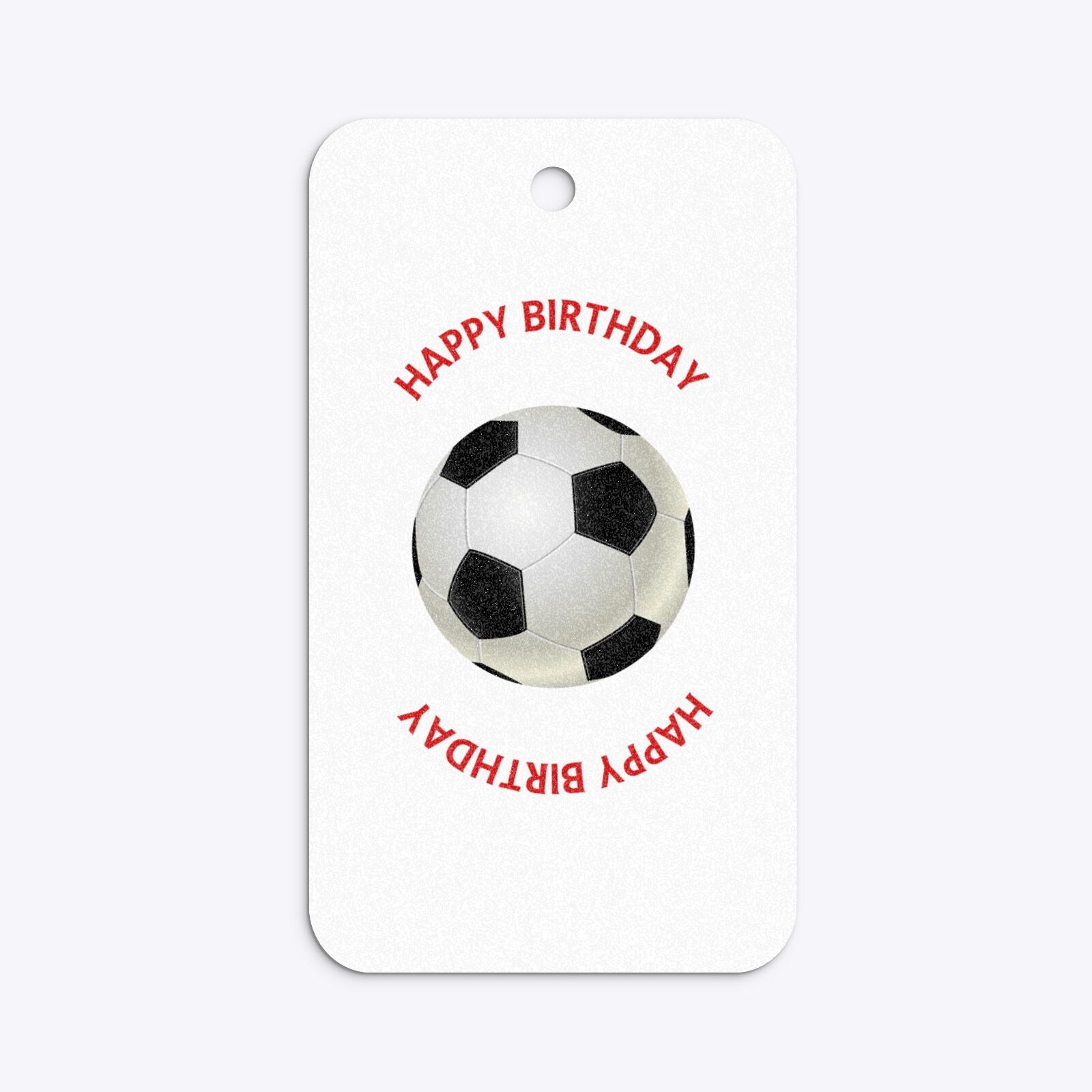 Red White Striped Personalised Football Shirt Rounded Rectangle Glitter Gift Tag Back