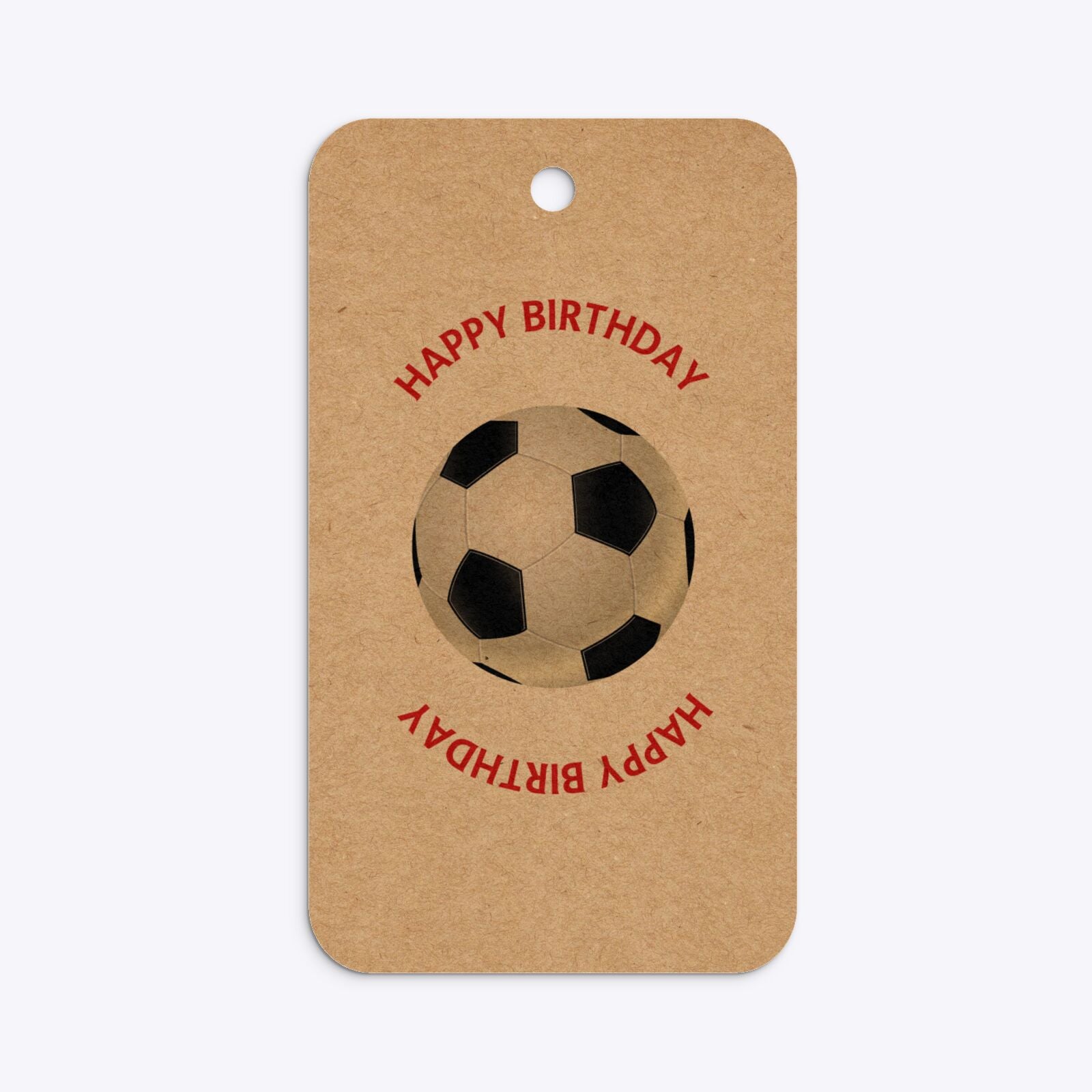 Red White Striped Personalised Football Shirt Rounded Rectangle Kraft Gift Tag Back