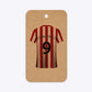 Red White Striped Personalised Football Shirt Rounded Rectangle Kraft Gift Tag