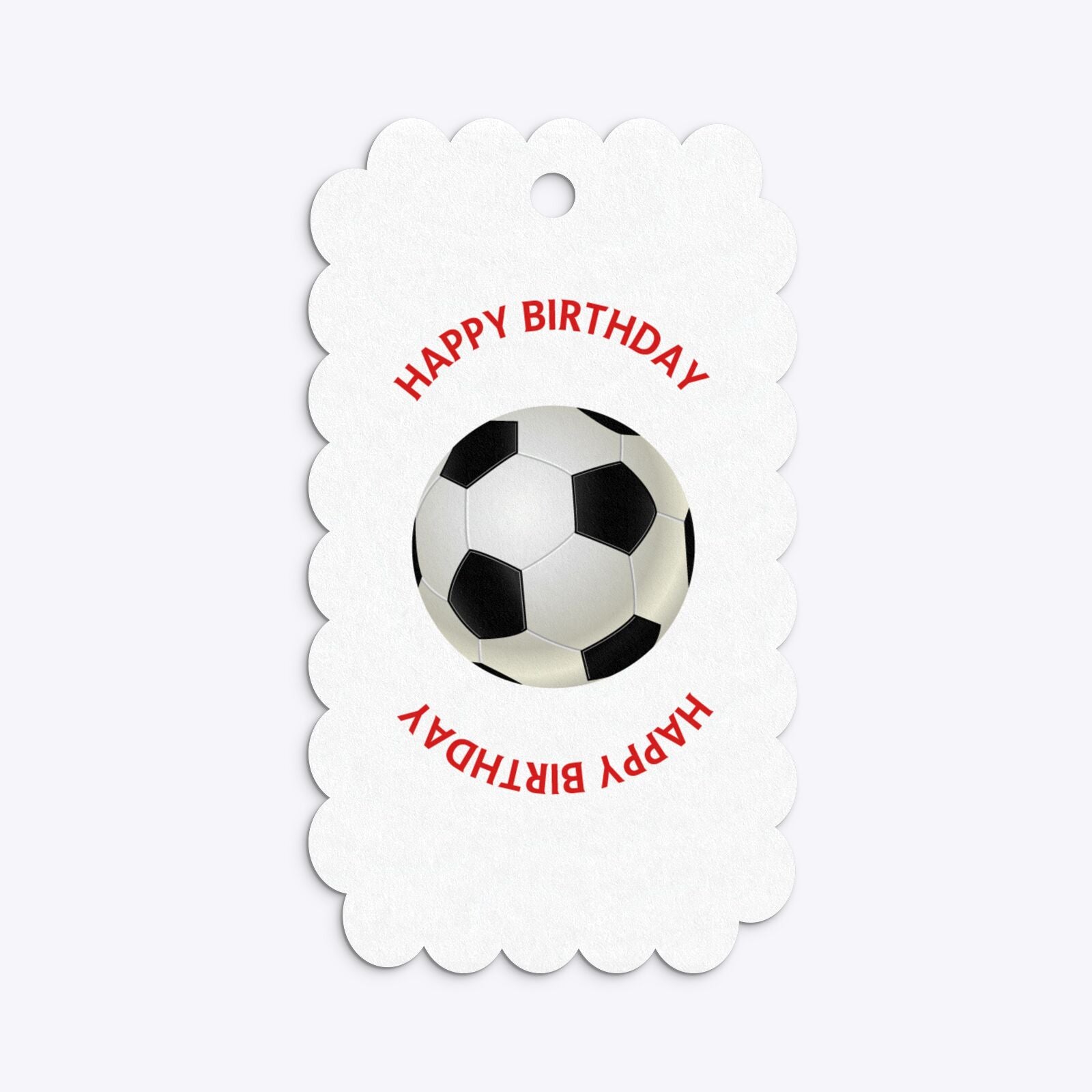 Red White Striped Personalised Football Shirt Scalloped Gift Tag Back