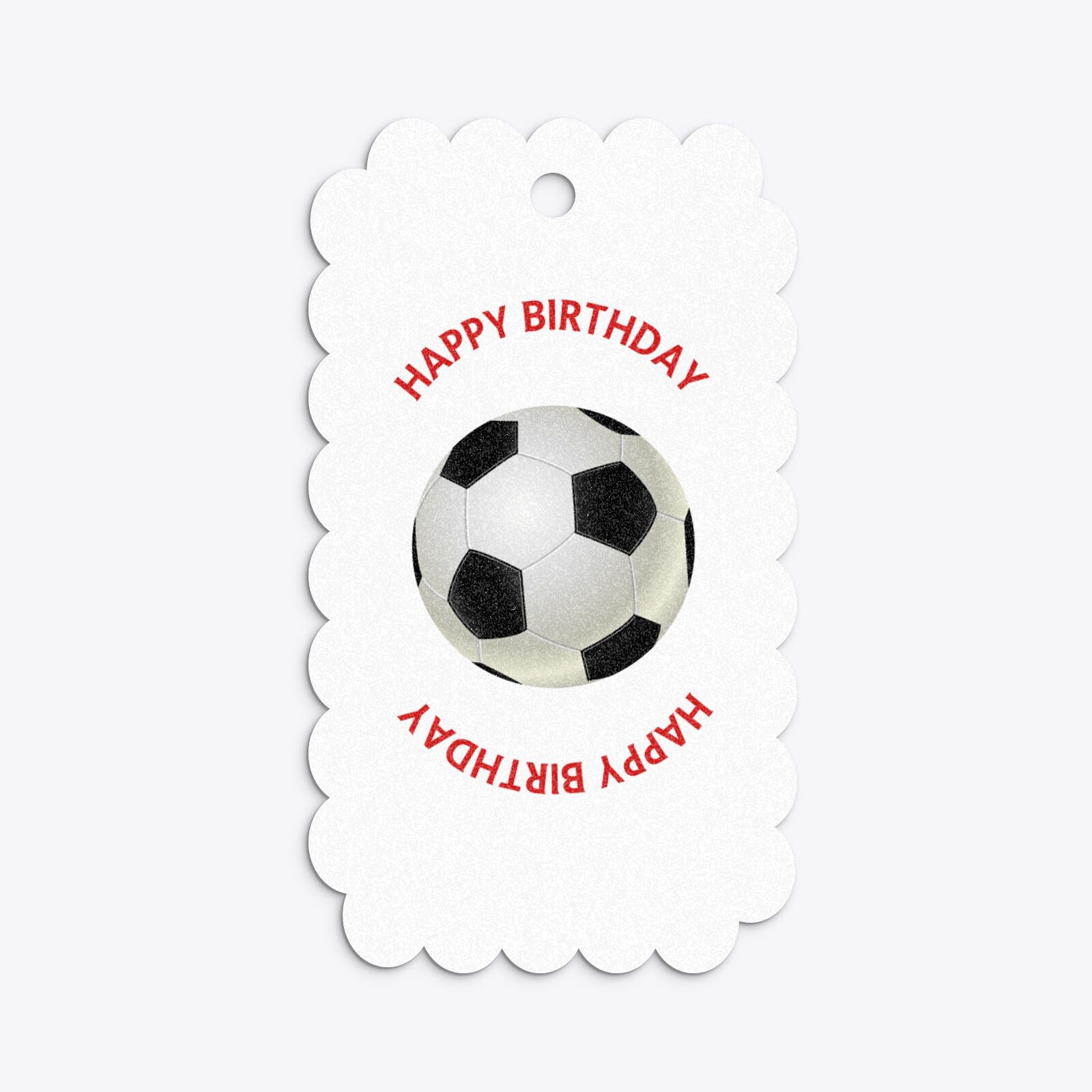 Red White Striped Personalised Football Shirt Scalloped Glitter Gift Tag Back