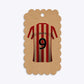 Red White Striped Personalised Football Shirt Scalloped Kraft Gift Tag