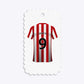 Red White Striped Personalised Football Shirt Small Scalloped Gift Tag
