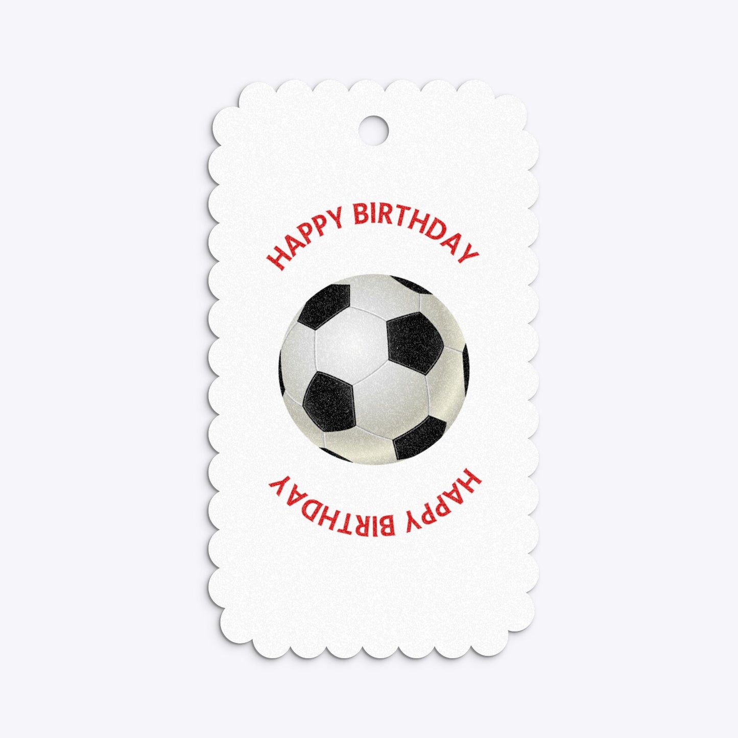 Red White Striped Personalised Football Shirt Small Scalloped Glitter Gift Tag Back