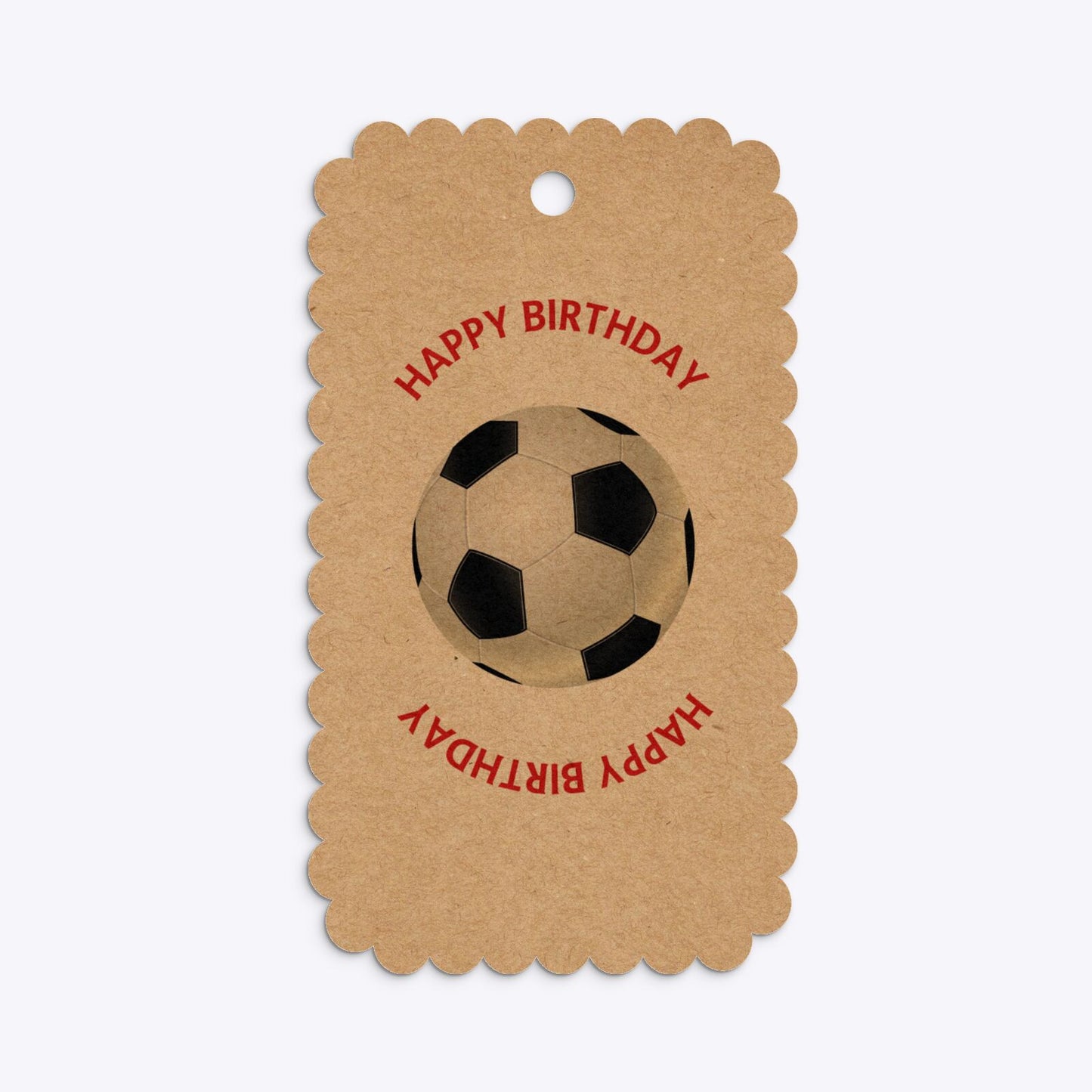 Red White Striped Personalised Football Shirt Small Scalloped Kraft Gift Tag Back