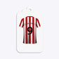 Red White Striped Personalised Football Shirt Three Tier Rectangle Gift Tag