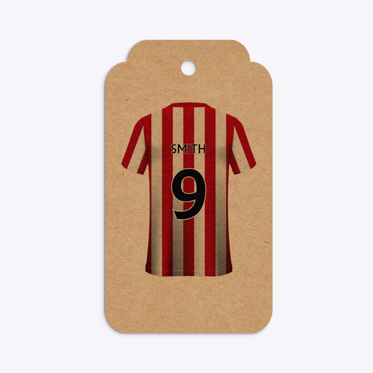 Red White Striped Personalised Football Shirt Two Tier Kraft Rectangle Gift Tag