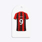 Red and Black Stripes Personalised Football Shirt Arched Rectangle Gift Tag