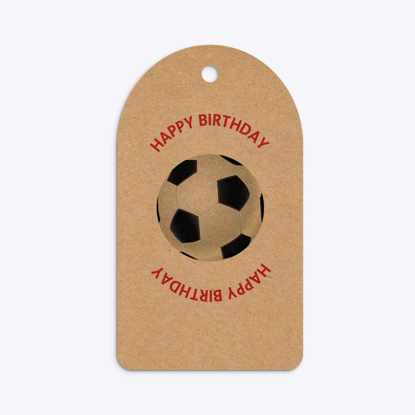Red and Black Stripes Personalised Football Shirt Arched Rectangle Kraft Gift Tag Back