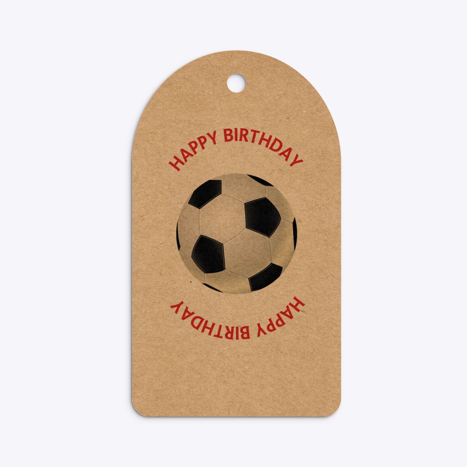 Red and Black Stripes Personalised Football Shirt Arched Rectangle Kraft Gift Tag Back