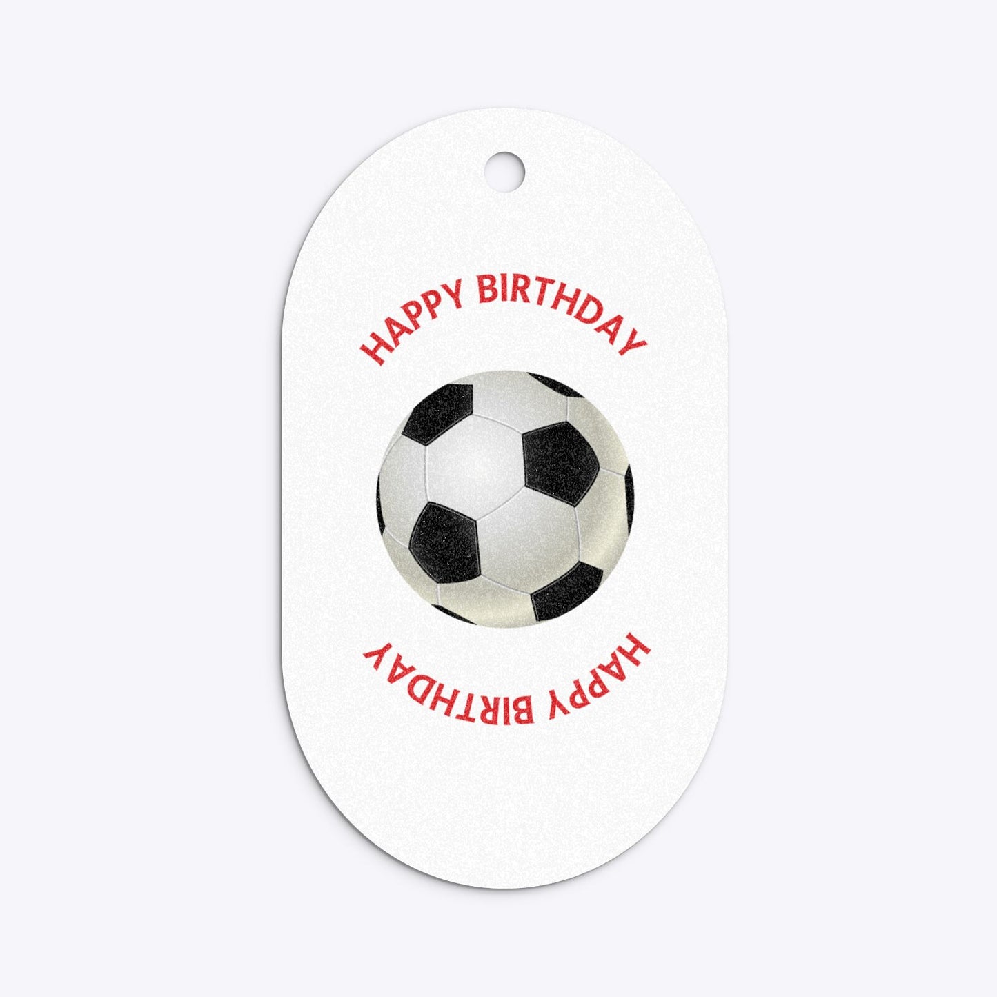 Red and Black Stripes Personalised Football Shirt Flat Edge Glitter Oval Gift Tag Back