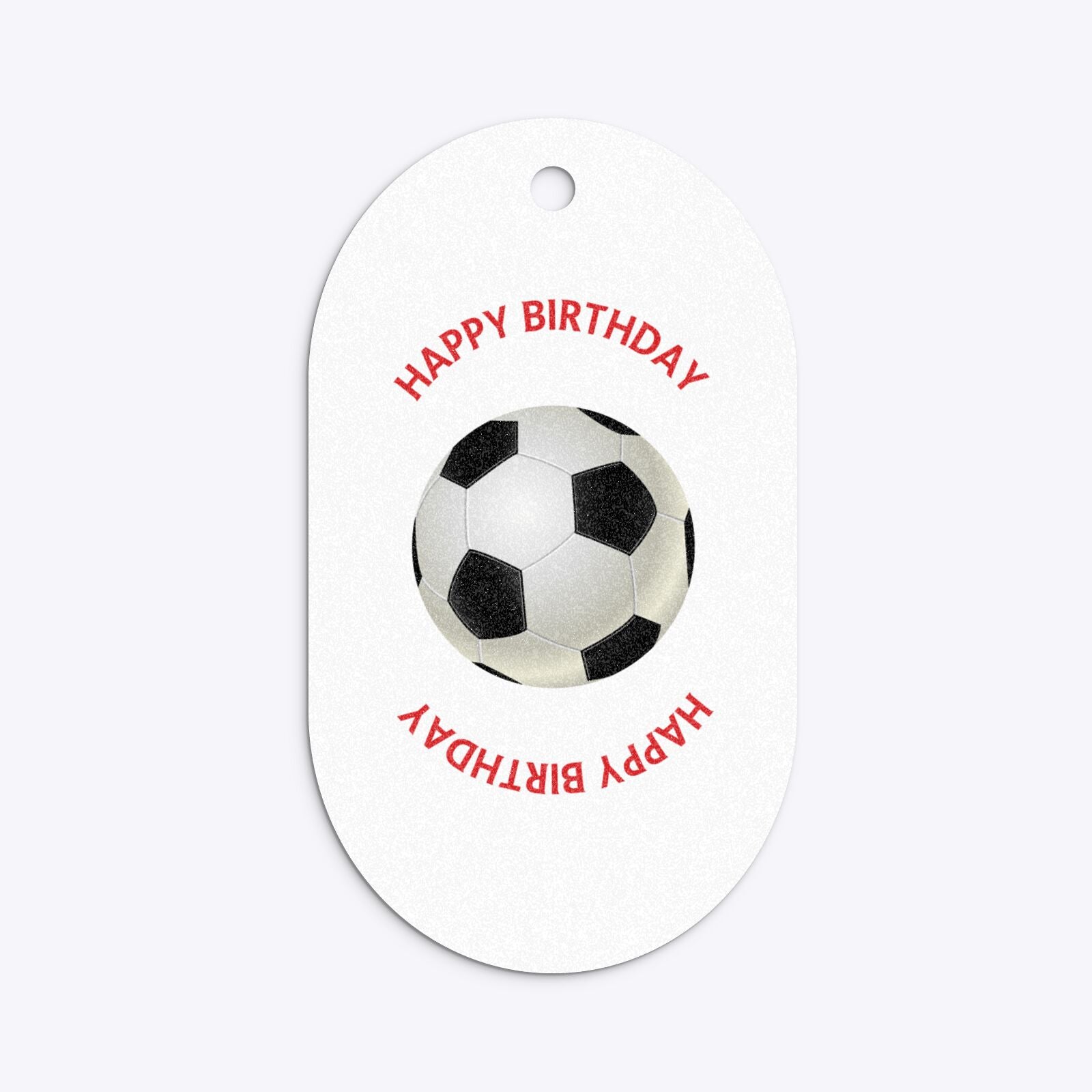 Red and Black Stripes Personalised Football Shirt Flat Edge Glitter Oval Gift Tag Back