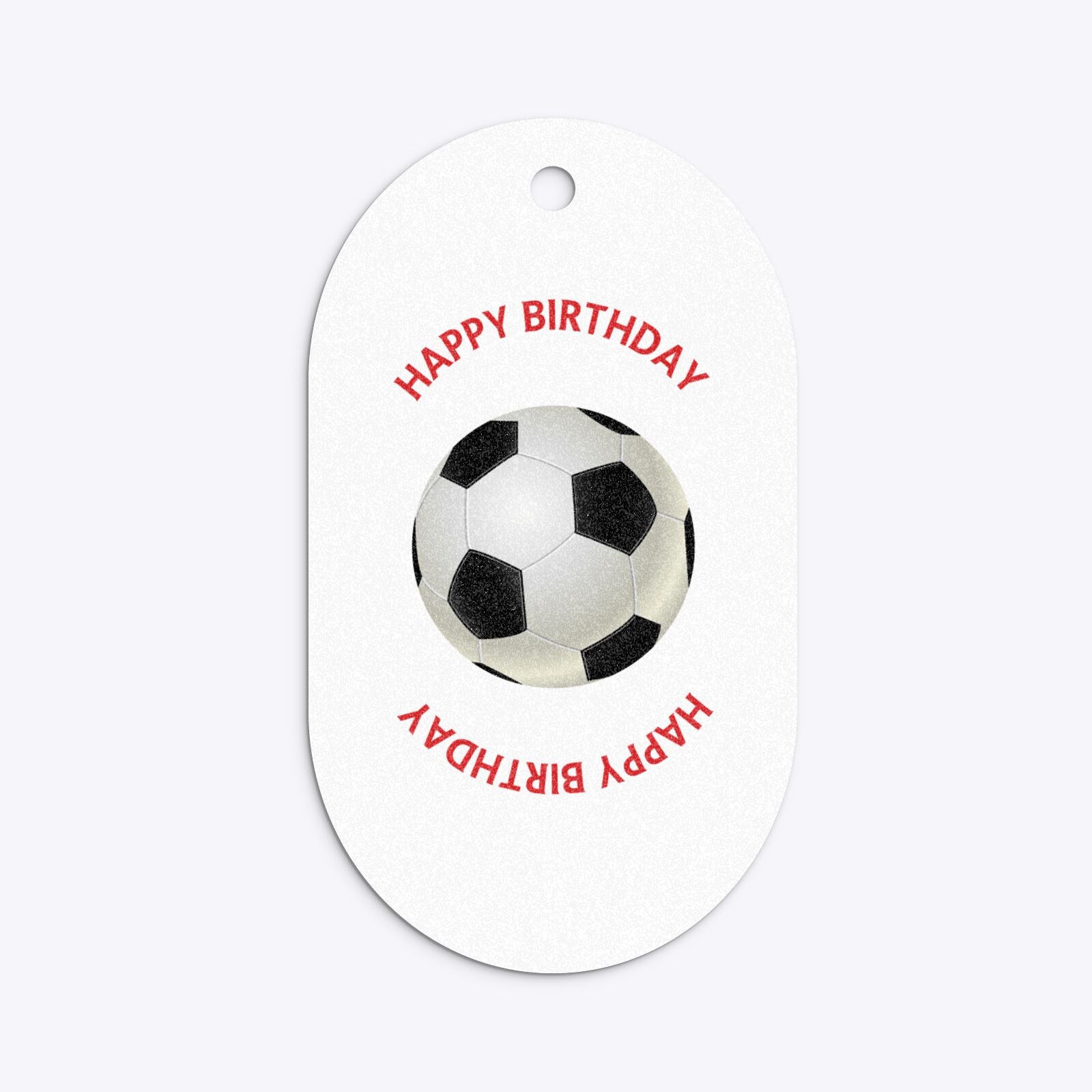 Red and Black Stripes Personalised Football Shirt Flat Edge Glitter Oval Gift Tag Back