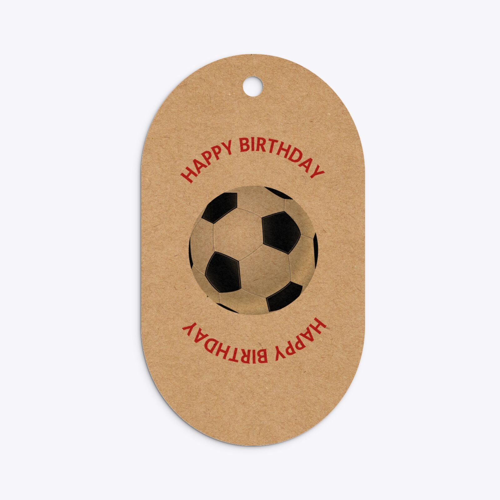 Red and Black Stripes Personalised Football Shirt Flat Edge Kraft Oval Gift Tag Back